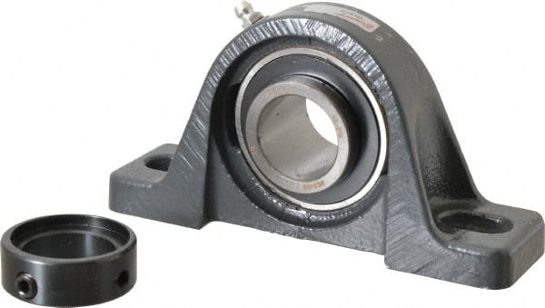 Browning - 1-3/16" ID, 6-3/16" OAL x 3-5/32" OAH Pillow Block - 2,567 Lb Static Cap, 4,381 Lb Dyn Cap, 4-5/8" Btw Mnt Hole Ctrs, 1-9/16" Base-to-Ctr Ht, Cast Iron - Exact Tooling