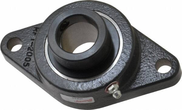 Browning - 1-3/16" ID, 5-9/16" OAL x 3-1/8" OAH 2-Bolt Flange - 2,567 Lb Static Cap, 4,381 Lb Dyn Cap, 4-19/32" Btw Mnt Hole Ctrs, Cast Iron - Exact Tooling