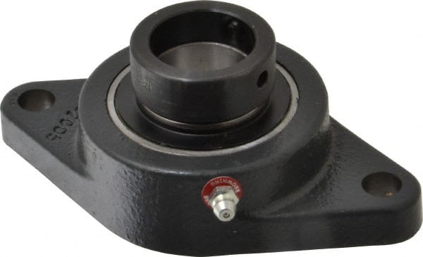 Browning - 1-1/4" ID, 5-9/16" OAL x 3-1/8" OAH 2-Bolt Flange - 2,567 Lb Static Cap, 4,381 Lb Dyn Cap, 4-19/32" Btw Mnt Hole Ctrs, Cast Iron - Exact Tooling