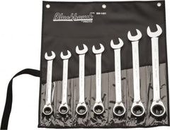 Blackhawk by Proto - 7 Pc, 13/16 - 1-1/4", Reversible Ratcheting Combination Wrench Set - Exact Tooling