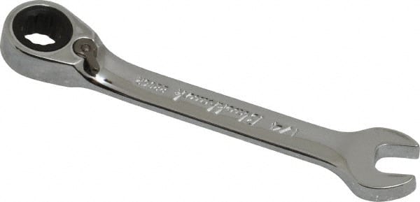 Blackhawk by Proto - 1/4" 12 Point Combination Wrench - 15° Head Angle, 3-3/32" OAL, Steel, Chrome Finish - Exact Tooling
