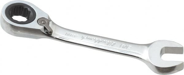 Blackhawk by Proto - 3/8" 12 Point Combination Wrench - 15° Head Angle, 3-51/64" OAL, Steel, Chrome Finish - Exact Tooling