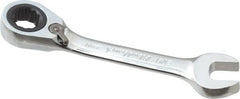 Blackhawk by Proto - 3/8" 12 Point Combination Wrench - 15° Head Angle, 3-51/64" OAL, Steel, Chrome Finish - Exact Tooling