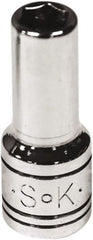 SK - 1/4" Drive, Deep Hand Socket - 6 Points, Steel, Chrome Finish - Exact Tooling