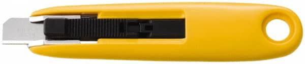 Olfa - Retractable Utility Knife - 1-15/16" Blade, Yellow & Silver Plastic Handle, 1 Blade Included - Exact Tooling