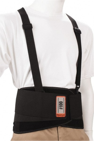 Ergodyne - Size 4XL, Hook & Loop, Spandex Belt with Adjustable Shoulder Straps - 52 to 58" Waist, 8" Wide, Detachable Strap, Black - Exact Tooling