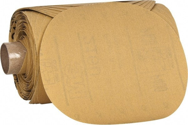 3M - 5" Diam, 400 Grit Aluminum Oxide Adhesive PSA Disc - Extra Fine Grade, Gold, A Weighted Backing, Flexible, Use with Random Orbital Sanders - Exact Tooling