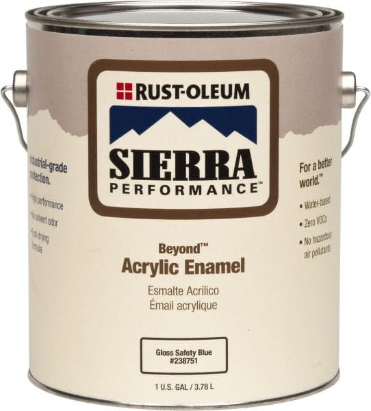 Rust-Oleum - 1 Gal Safety Blue Gloss Finish Acrylic Enamel Paint - Interior/Exterior, <0 gL VOC Compliance - Exact Tooling