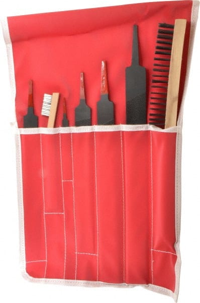 Simonds File - 7 Piece American Pattern File Set - 8", 10", 12", 14" Long, Bastard/Smooth Coarseness, Set Includes Half Round, Mill - Exact Tooling