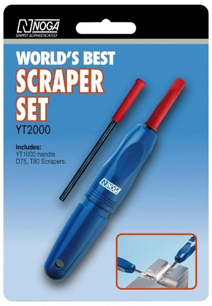 Noga - 3 Piece High Speed Steel Blade Hand Deburring Tool Set - D75;T80 Blades, For Hole Edge, Straight Edge - Exact Tooling