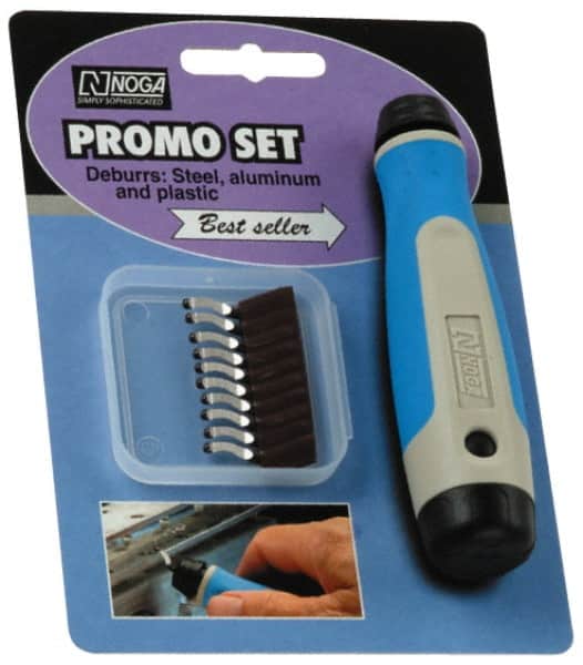 Noga - 10 Piece High Speed Steel Blade Hand Deburring Tool Set - N1 Blades, For Holes, Straight Edge, Curved Edge - Exact Tooling