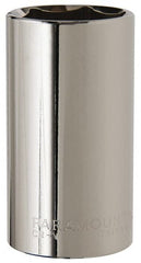 Paramount - 1-1/4", 1/2" Drive, Deep Hand Socket - 6 Points, 3-1/4" OAL, Steel, Chrome Finish - Exact Tooling