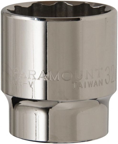 Paramount - 1/2" Drive, Standard Hand Socket - 12 Points, 1-1/2" OAL, Steel, Chrome Finish - Exact Tooling