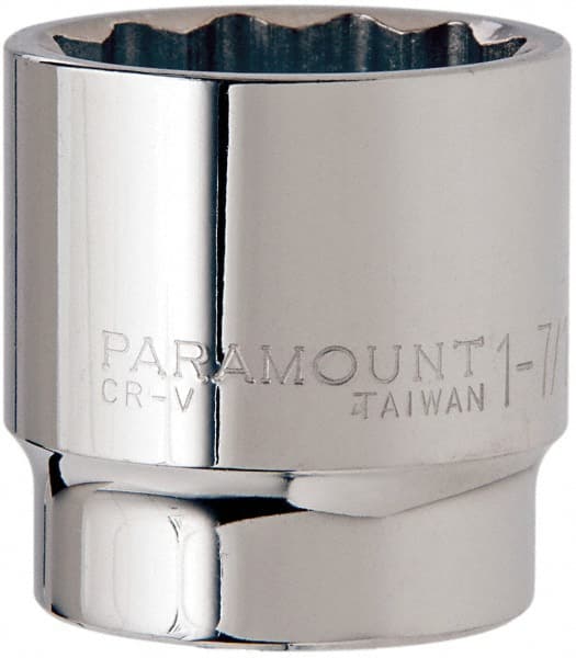 Paramount - 1-7/16", 1/2" Drive, Standard Hand Socket - 12 Points, 1-1/2" OAL, Steel, Chrome Finish - Exact Tooling