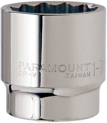 Paramount - 1-7/16", 1/2" Drive, Standard Hand Socket - 12 Points, 1-1/2" OAL, Steel, Chrome Finish - Exact Tooling