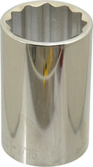 Paramount - 1-7/16", 1/2" Drive, Deep Hand Socket - 12 Points, 3-1/2" OAL, Steel, Chrome Finish - Exact Tooling