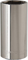 Paramount - 1-1/8", 1/2" Drive, Deep Hand Socket - 6 Points, 3-3/32" OAL, Steel, Chrome Finish - Exact Tooling