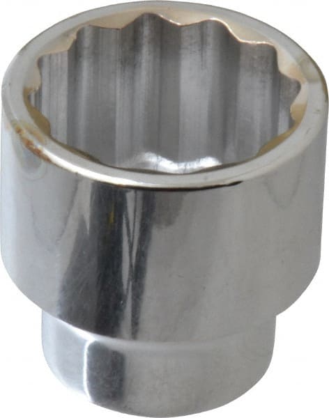 Paramount - 1/2" Drive, Standard Hand Socket - 12 Points, 1-1/2" OAL, Steel, Chrome Finish - Exact Tooling