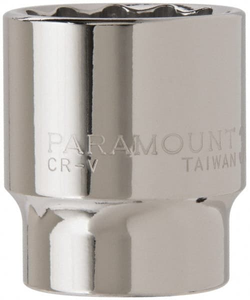 Paramount - 1/2" Drive, Standard Hand Socket - 12 Points, 1-1/2" OAL, Steel, Chrome Finish - Exact Tooling