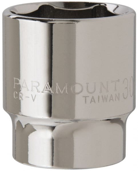 Paramount - 1/2" Drive, Standard Hand Socket - 6 Points, 1-1/2" OAL, Steel, Chrome Finish - Exact Tooling