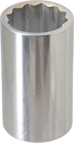 Paramount - 1-1/4", 1/2" Drive, Deep Hand Socket - 12 Points, 3-1/4" OAL, Steel, Chrome Finish - Exact Tooling
