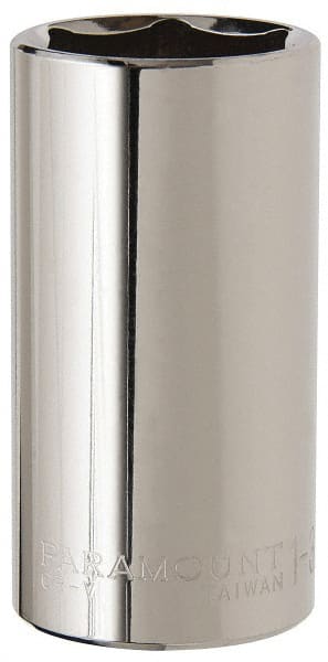Paramount - 1-3/16", 1/2" Drive, Deep Hand Socket - 6 Points, 3-1/4" OAL, Steel, Chrome Finish - Exact Tooling