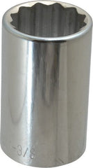 Paramount - 1-3/8", 1/2" Drive, Deep Hand Socket - 12 Points, 3-1/2" OAL, Steel, Chrome Finish - Exact Tooling