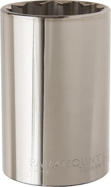 Paramount - 1-1/2", 1/2" Drive, Deep Hand Socket - 12 Points, 3-1/2" OAL, Steel, Chrome Finish - Exact Tooling