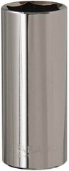 Paramount - 15/16", 1/2" Drive, Deep Hand Socket - 6 Points, 3-3/32" OAL, Steel, Chrome Finish - Exact Tooling