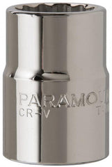 Paramount - 15/16", 3/4" Drive, Standard Hand Socket - 12 Points, 2" OAL, Chrome Finish - Exact Tooling