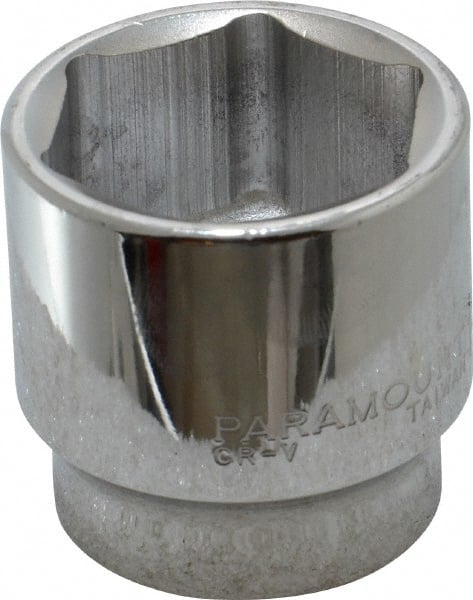 Paramount - 1-1/2", 1/2" Drive, Standard Hand Socket - 6 Points, 1-1/2" OAL, Steel, Chrome Finish - Exact Tooling