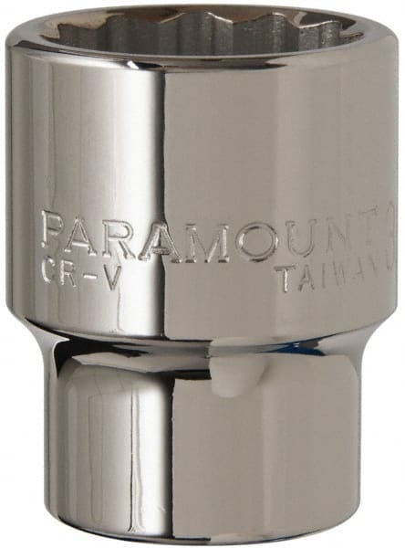 Paramount - 3/4" Drive, Standard Hand Socket - 12 Points, 2-13/32" OAL, Steel, Chrome Finish - Exact Tooling