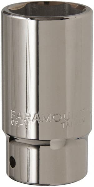 Paramount - 1-3/8", 3/4" Drive, Deep Hand Socket - 6 Points, 3-1/2" OAL, Steel, Chrome Finish - Exact Tooling