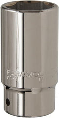 Paramount - 1-3/8", 3/4" Drive, Deep Hand Socket - 6 Points, 3-1/2" OAL, Steel, Chrome Finish - Exact Tooling