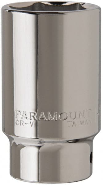Paramount - 1-1/2", 3/4" Drive, Deep Hand Socket - 6 Points, 3-1/2" OAL, Steel, Chrome Finish - Exact Tooling