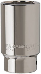 Paramount - 1-1/2", 3/4" Drive, Deep Hand Socket - 6 Points, 3-1/2" OAL, Steel, Chrome Finish - Exact Tooling