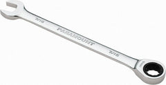 Paramount - 7/16" 12 Point Ratcheting Combination Wrench - 6-1/2" OAL, Chrome Vanadium Steel, Polished Finish - Exact Tooling