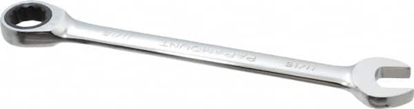 Paramount - 11/16" 12 Point Ratcheting Combination Wrench - 9-3/4" OAL, Chrome Vanadium Steel, Polished Finish - Exact Tooling