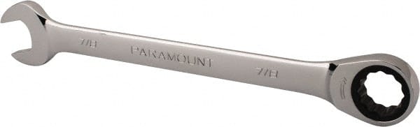 Paramount - 7/8" 12 Point Ratcheting Combination Wrench - 11-7/32" OAL, Chrome Vanadium Steel, Polished Finish - Exact Tooling