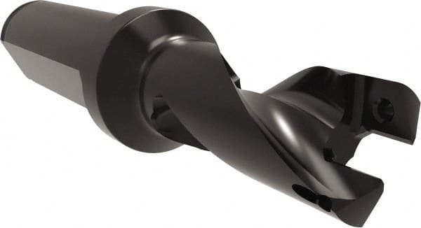 Allied Machine and Engineering - Series 16, 16 to 17mm Diam, 3/4" Diam Straight Shank with Flange, Helical Flute Spade Drill - 13/16" Max Depth, 2" Body Length, 4-1/32" OAL, Short Length, Through Coolant - Exact Tooling