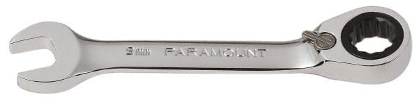 Paramount - 9mm 12 Point Combination Wrench - 15° Head Angle, 3-21/32" OAL, Chrome Vanadium Steel, Polished Finish - Exact Tooling