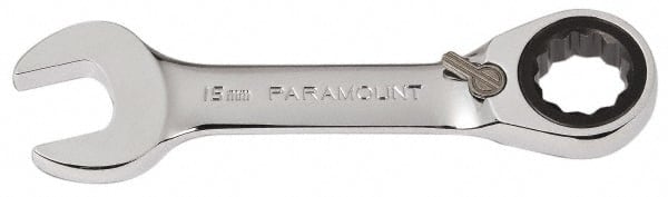 Paramount - 15mm 12 Point Combination Wrench - 15° Head Angle, 4-33/64" OAL, Chrome Vanadium Steel, Polished Finish - Exact Tooling