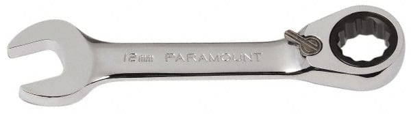 Paramount - 12mm 12 Point Combination Wrench - 15° Head Angle, 4-11/64" OAL, Chrome Vanadium Steel, Polished Finish - Exact Tooling