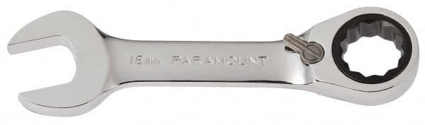 Paramount - 16mm 12 Point Combination Wrench - 15° Head Angle, 4-53/64" OAL, Chrome Vanadium Steel, Polished Finish - Exact Tooling