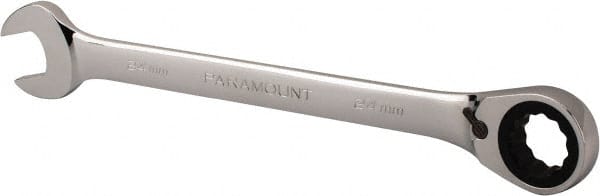 Paramount - 24mm 12 Point Combination Wrench - 15° Head Angle, 12-5/8" OAL, Chrome Vanadium Steel, Polished Finish - Exact Tooling