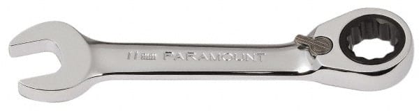 Paramount - 11mm 12 Point Combination Wrench - 15° Head Angle, 4-3/64" OAL, Chrome Vanadium Steel, Polished Finish - Exact Tooling