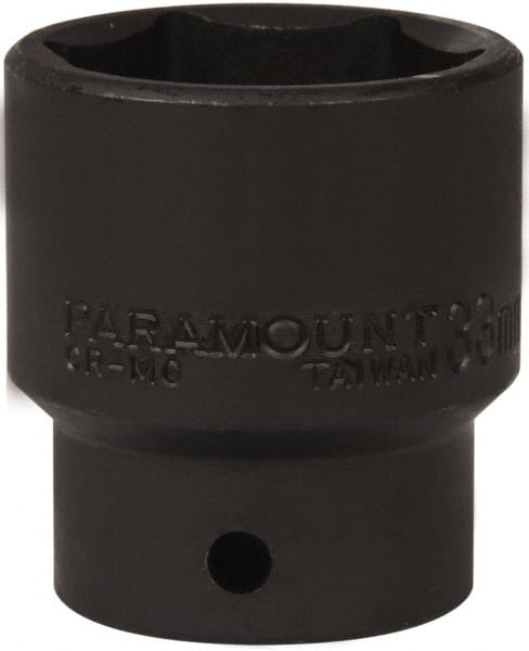 Paramount - 1/2" Drive 33mm Standard Impact Socket - 6 Points, 2" OAL - Exact Tooling