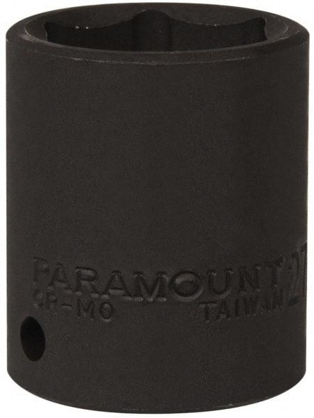 Paramount - 1/2" Drive 27mm Standard Impact Socket - 6 Points, 2" OAL - Exact Tooling