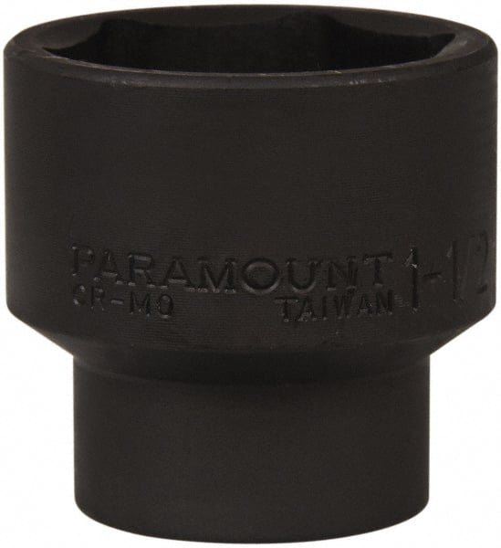 Paramount - 1/2" Drive 1-1/2" Standard Impact Socket - 6 Points, 2" OAL - Exact Tooling