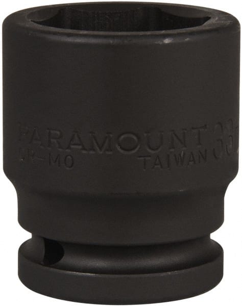 Paramount - 3/4" Drive 33mm Standard Impact Socket - 6 Points, 2-1/4" OAL - Exact Tooling